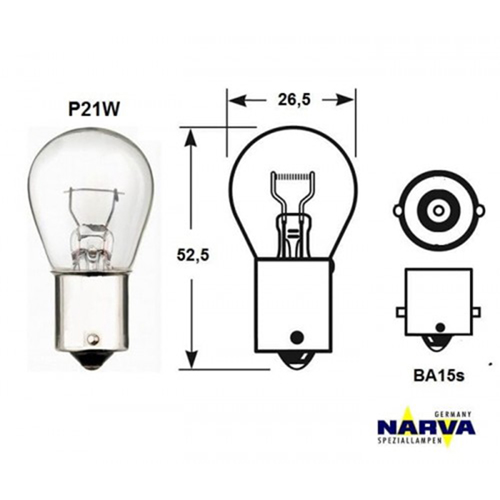 Bombilla 12V 21W BAU15s NARVA (12498)