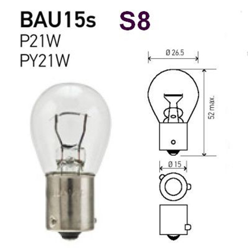 Bombilla 12V 21W BAU15s NARVA 17640, Pin no coincidente